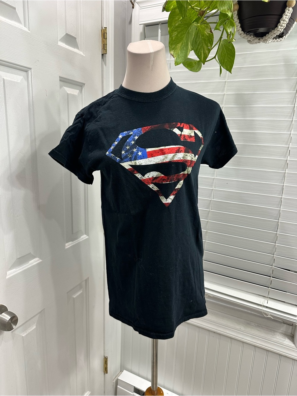 Target Black Tee with American Flag Superman Shield